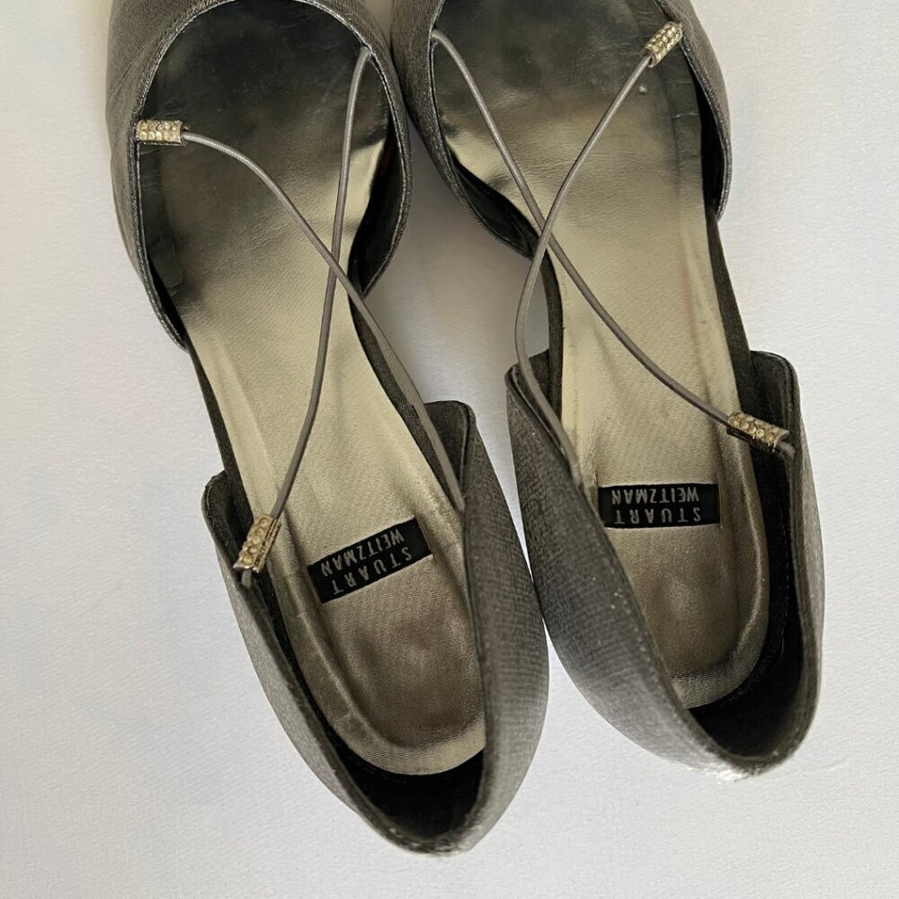 Stuart Weitzman Silver Sparkle Charm Block Heels … - image 4